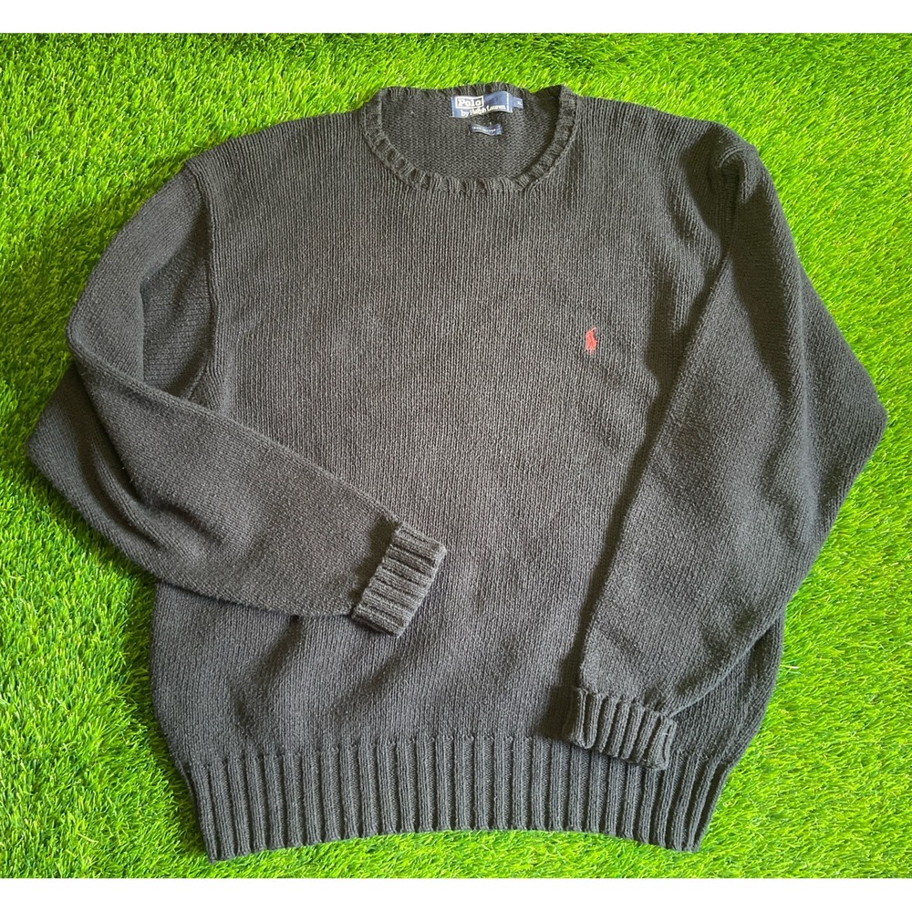 Vintage Polo Ralph Lauren Men's XL Oversized Sweater Pullover Knit Navy Blue